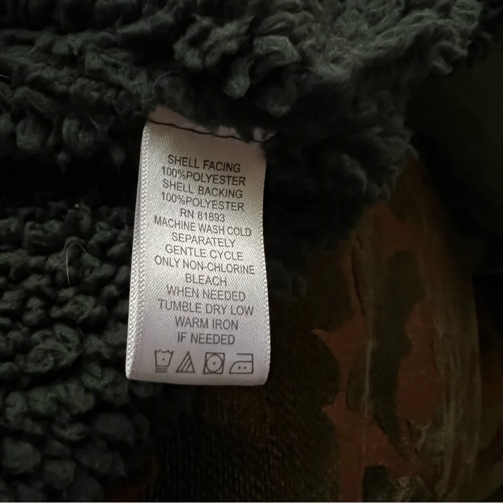 Denim&Co 1X Faux Suede Sherpa-lined Forest Green Open Front Jacket - Picture 7 of 7